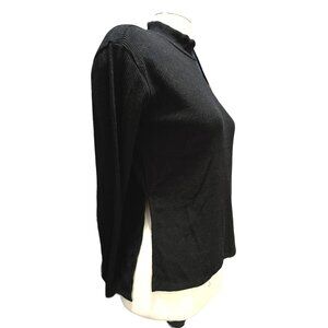 Chaser NWT Ribbed Slit Side Mock Neck Sweater Blouse Sz Small Womens Black Very
